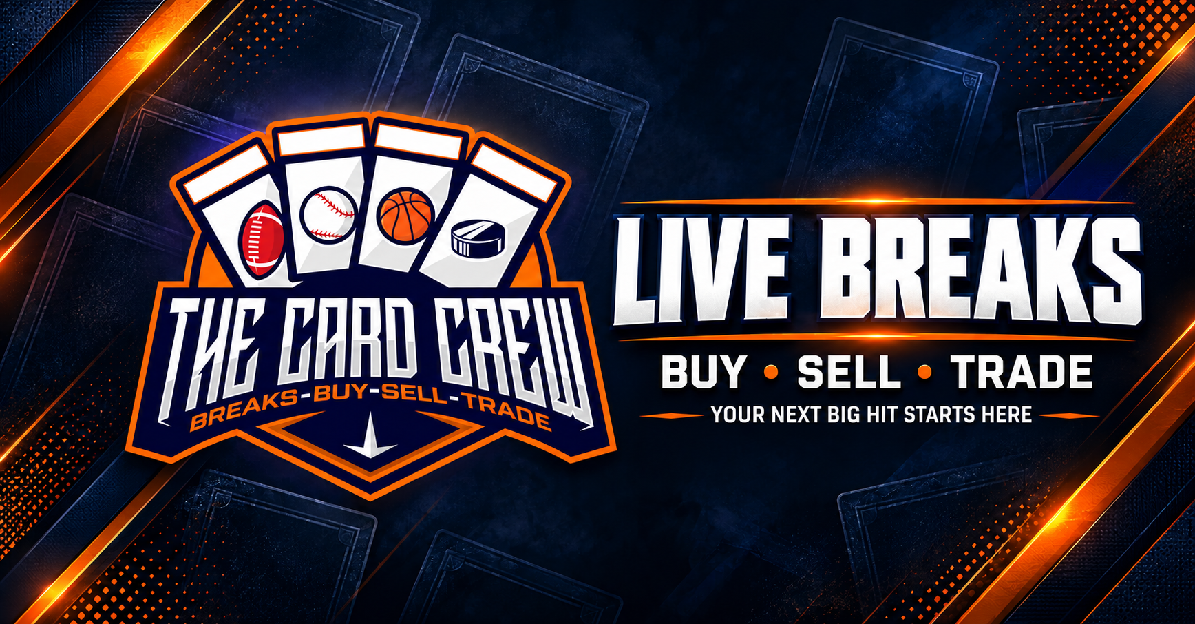 The Card Crew. Live breaks, buy, sell, trade. Your next big hit starts here.