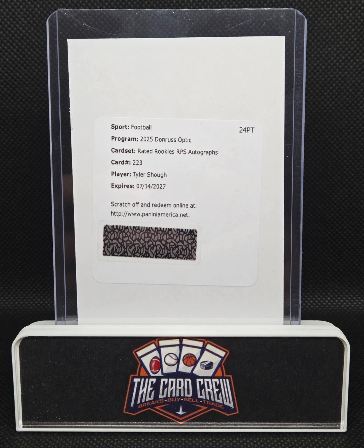 Tyler Shough, Rated Rookies autograph redemption